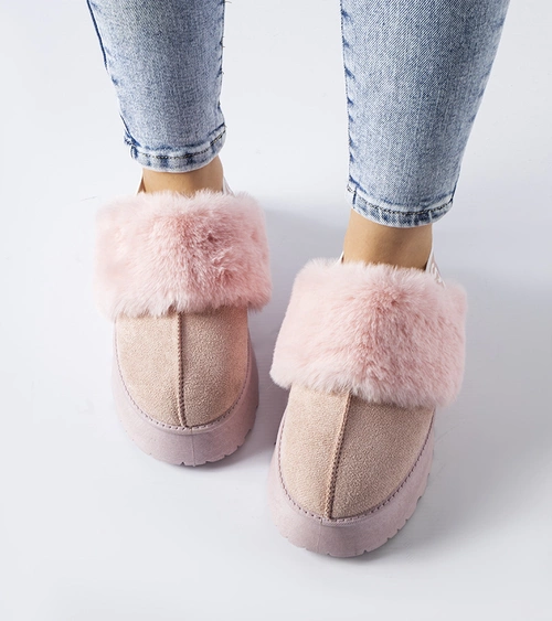 Rožiniai pašiltinti tapukai su guma ir kailiu Sangro