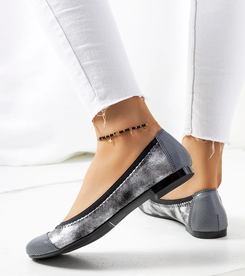 Sidabrinės balerinos su taškeliais Marlin