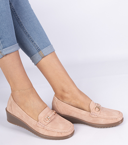 Rožiniai moteriški mokasinai su platforma Sameri