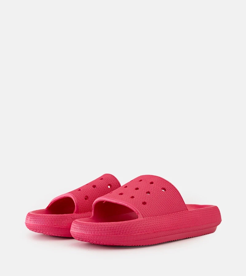 Tamsiai rožinės perforuotos šlepetės Adonay