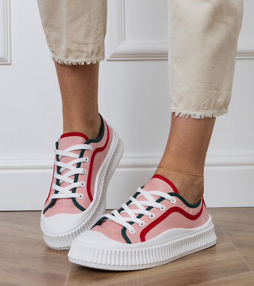 Rožiniai moteriški platforminiai sportiniai bateliai Salis