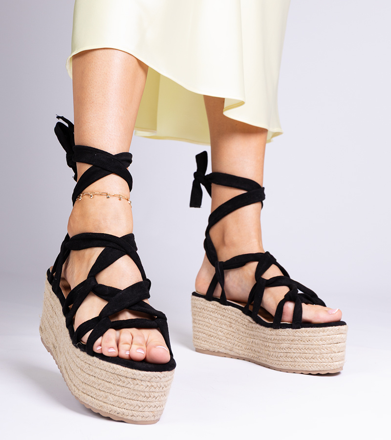 Juodi aukštapadžiai espadrilės basutės „Narita“