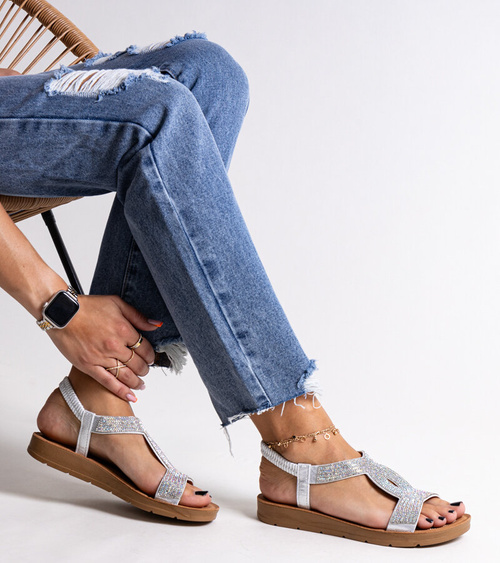 Sidabrinės basutės, papuoštos cirkoniais Michalina