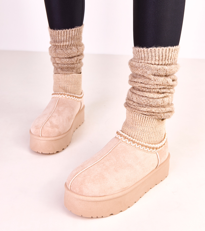 Smėlio spalvos žemi sniego batai su kojinės tipo aulu Bernica