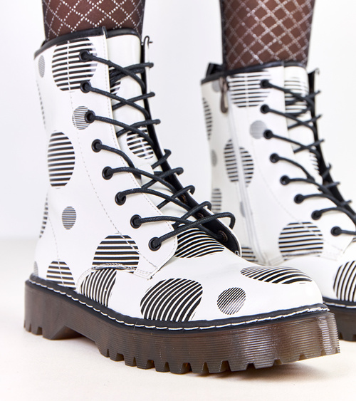 Baltos moteriškos platforminiai auliniai batai „Merelin“