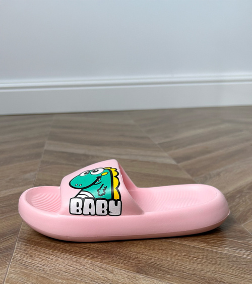 Rožinės vaikiškos šlepetės su Milos atspaudu