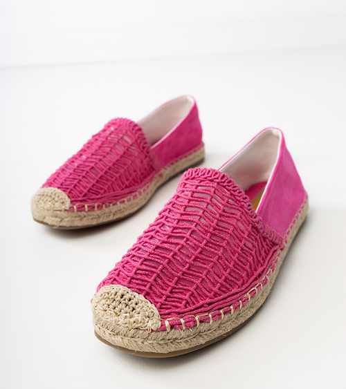 Rožinės ažūrinės espadrilės ant platformos Plevis