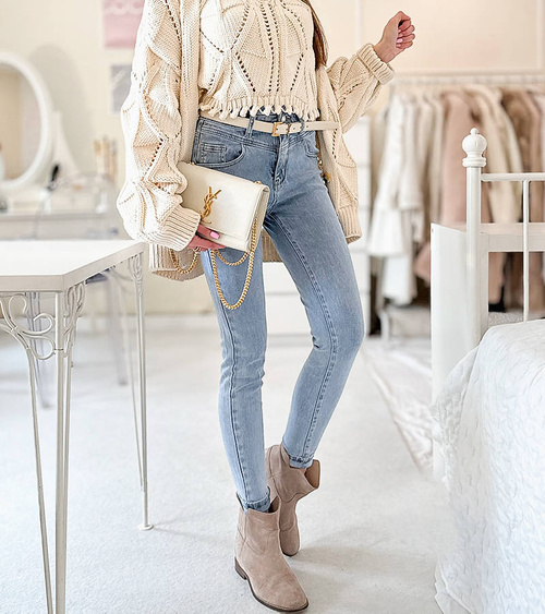 Šviesūs džinsai su paaukštintu liemeniu Menilia