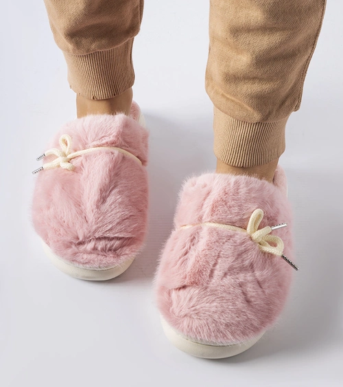 Rožiniai šlepetės su dekoratyvine virvele Medoro