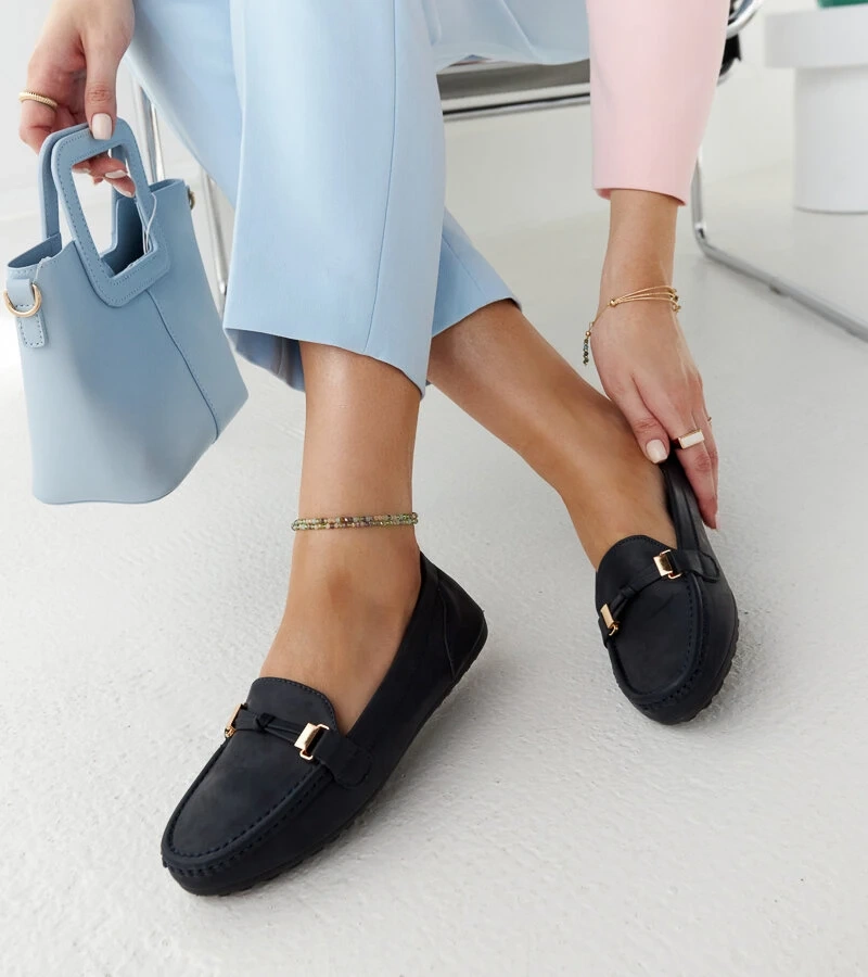 Tamsiai mėlyni blizgūs mokasinai Scafati