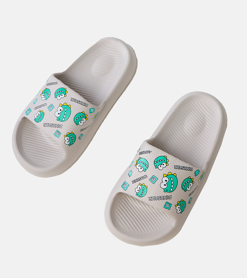 Pilki vaikiški šlepetės su Dino atspaudu