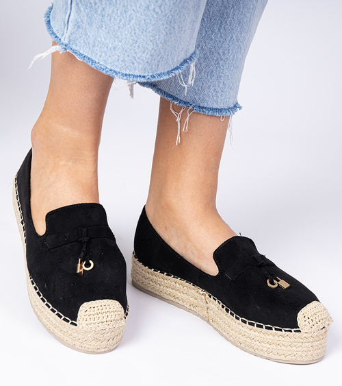Juodi espadriliai ant storos pado Elviola