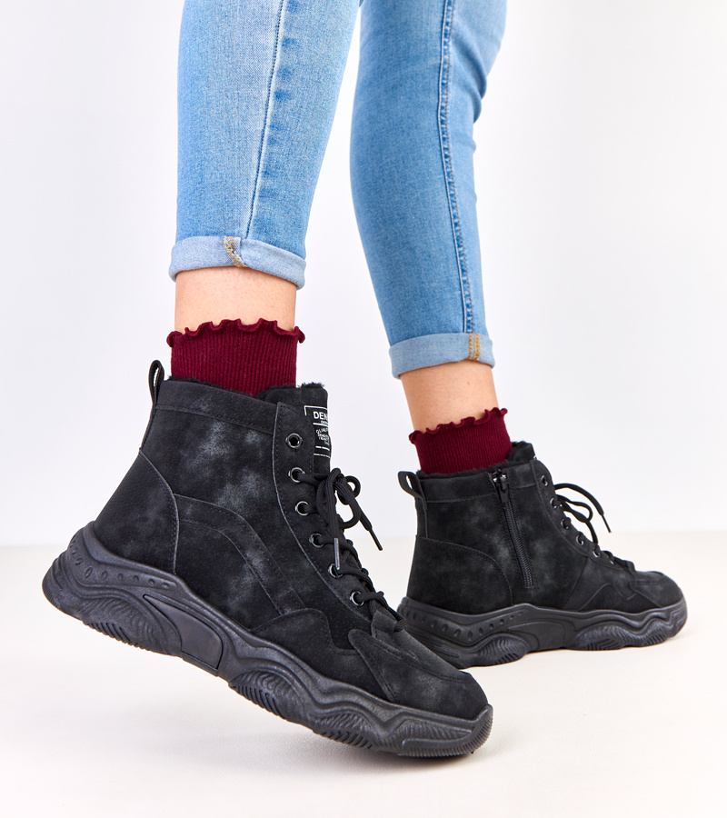 Juodi ekozomšiniai auliniai batai su kailiu Chakles