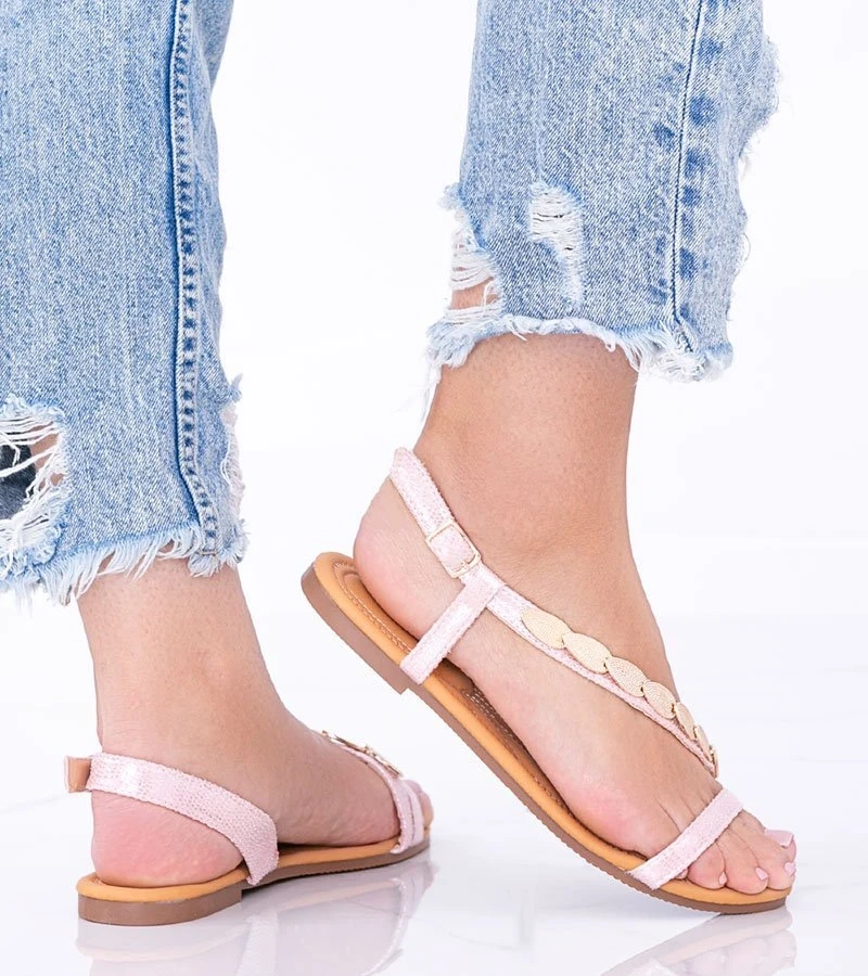 Rožiniai holografiniai moteriški Moon sandalai