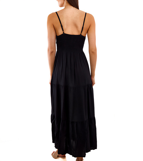 Juoda boho stiliaus ilga suknelė Trill