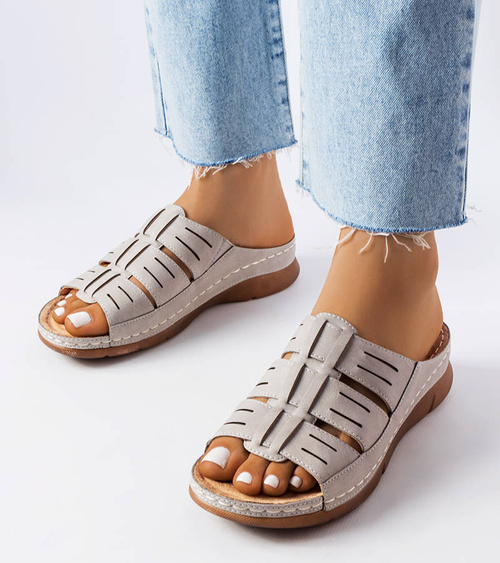 Pilki „Jersey“ platforminiai šlepetės