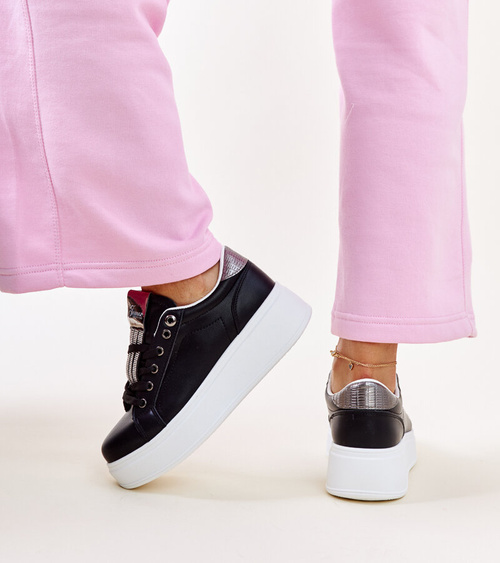 Juodai sidabriniai sportiniai bateliai su cirkoniais „Maurizia“