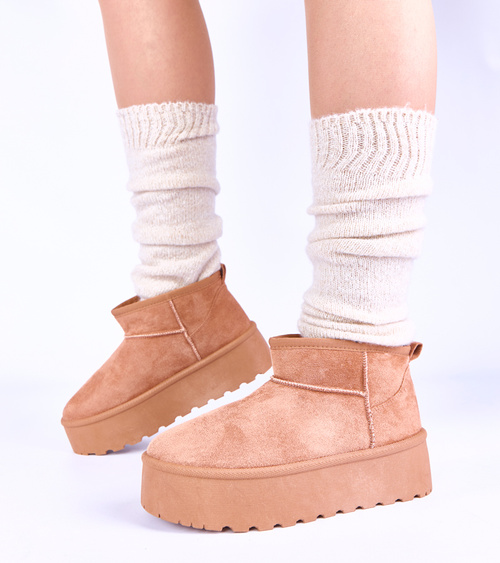 Rudi platforminiai sniego batai su pašiltinimu kailiu Mouna