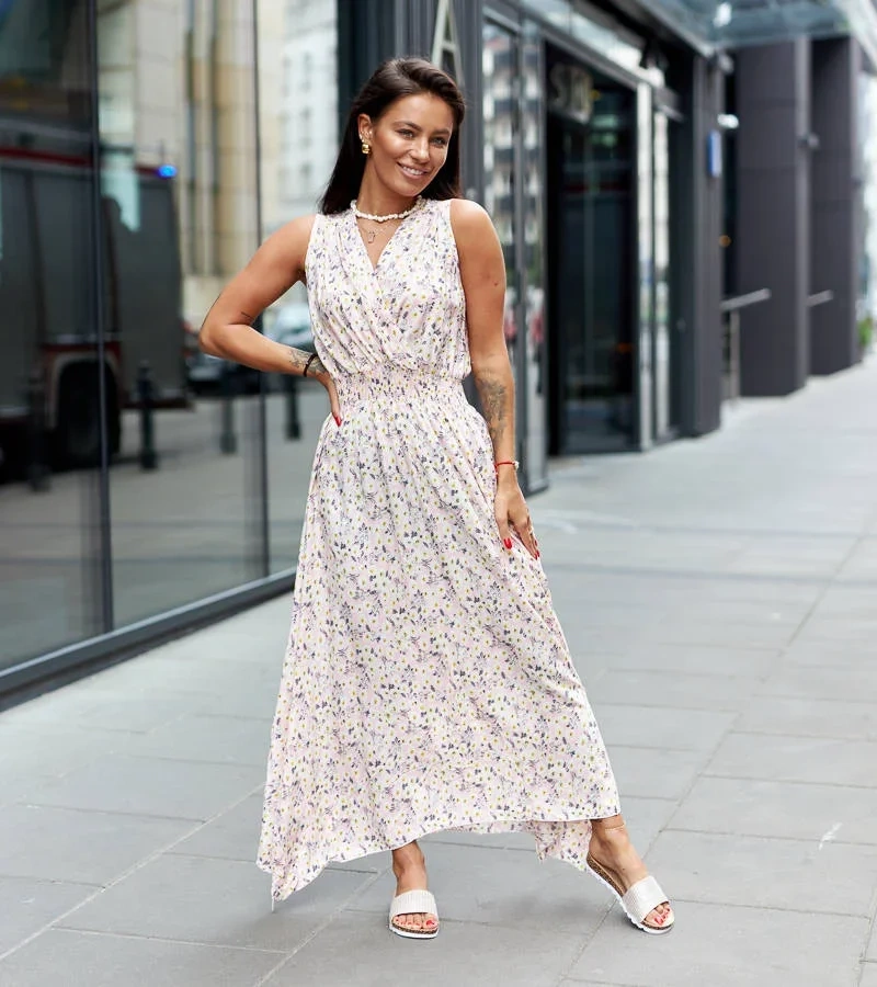 Rožinė gėlėta suknelė Alpicella