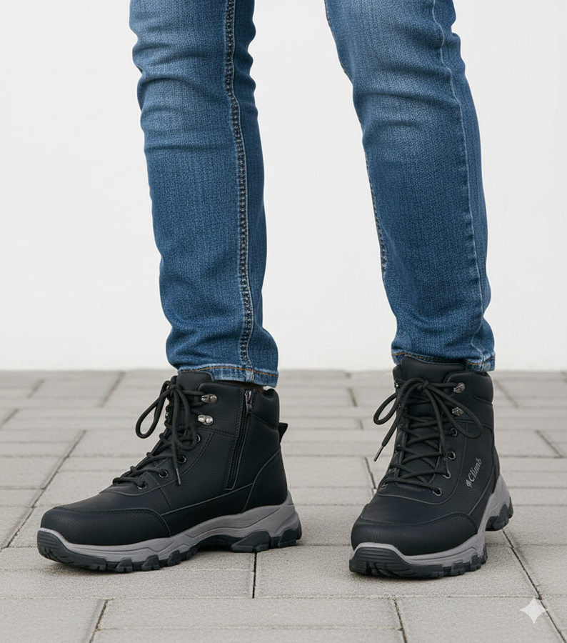 Juodi pašiltinti vyriški auliniai batai su paaukštintu padu Pedro