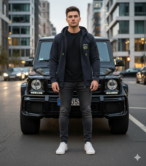 Tamsiai mėlynas vyriškas džemperis su gobtuvu Labrosse