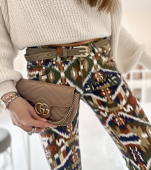 Moteriškos margaspalvės raštuotos Doria ilgos kelnės