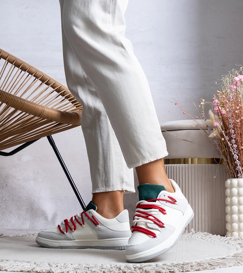 Pilki sportiniai bateliai su raudonais raišteliais Arcobaleno