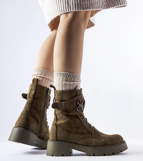 Tamsiai žalios dekoratyvinės eko zomšos darbo batai Castore