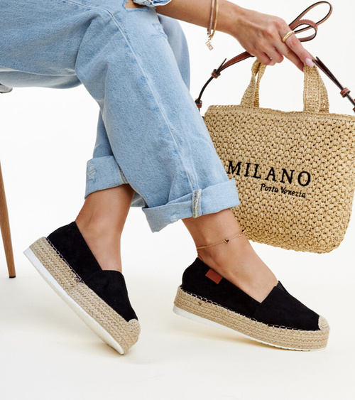 Juodos espadrilės ant aukštos platformos Masia