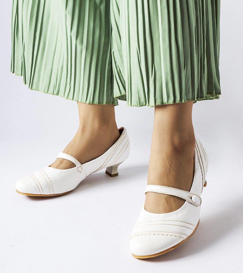 Balti „Sant'Antonio“ aukštakulniai bateliai su žemu kulniuku