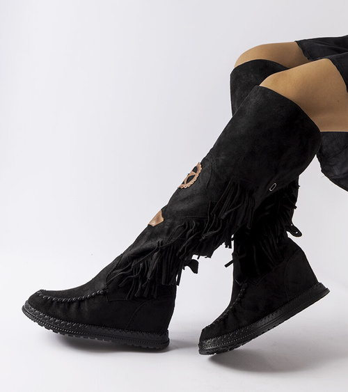 Juodi „Cascia“ auliniai batai su platforma