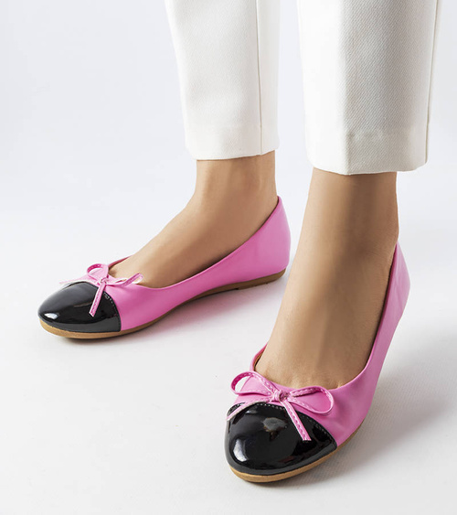 Rožiniai baleriniai bateliai su lakuotu priekiu Despins