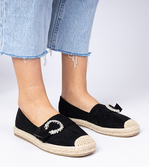 Juodos espadrilės papuoštos cirkoniais Maruta
