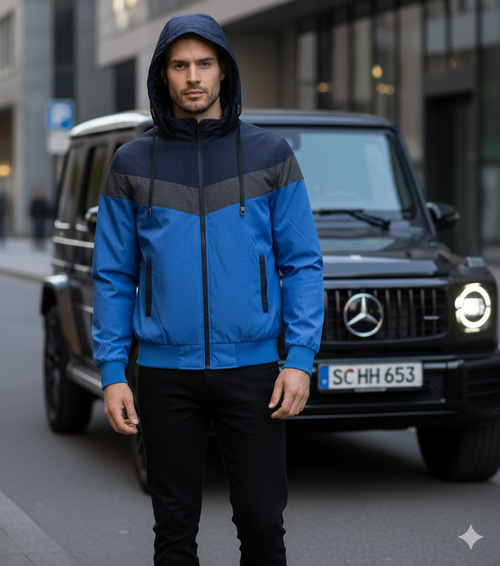 Mėlyna vyriška pereinamojo sezono „Dupont“ striukė