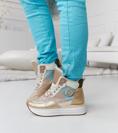 Auksiniai pašiltinti blizgantys sportbačiai Deleon