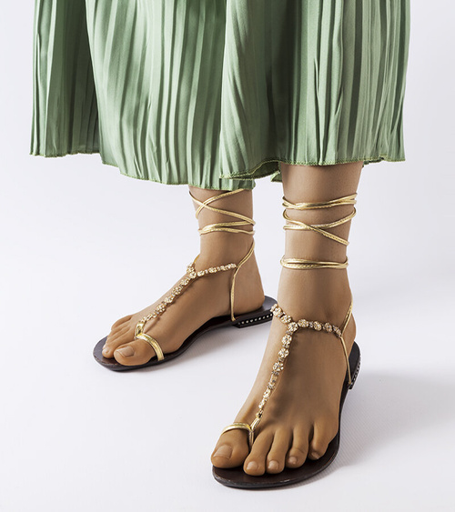 Aukso spalvos basutės su cirkoniais Troghi