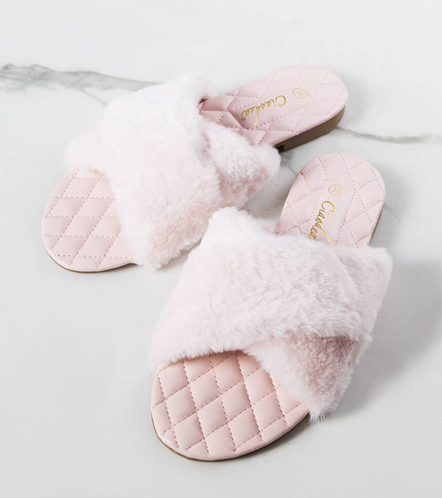 Rožiniai kailiniai šlepetės Karsyn