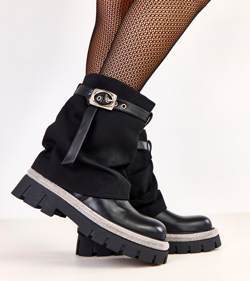 Juodi aulinukai su atverstu aulu ir cirkoniais ant kraštų Yemi