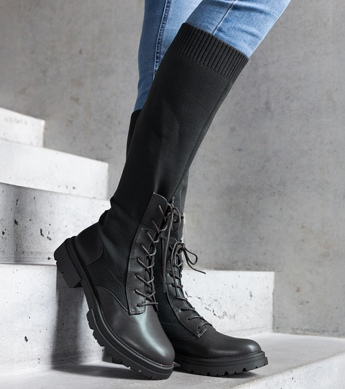 Žali įmaunami auliniai batai su elastingu tekstiliniu aulu Luana