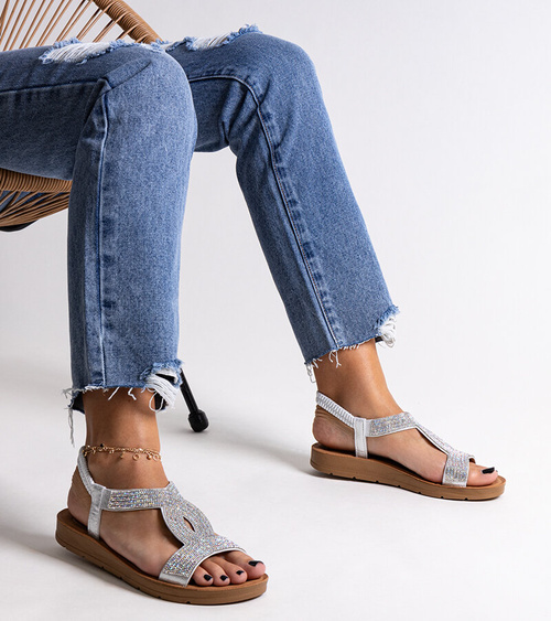 Sidabrinės basutės, papuoštos cirkoniais Michalina