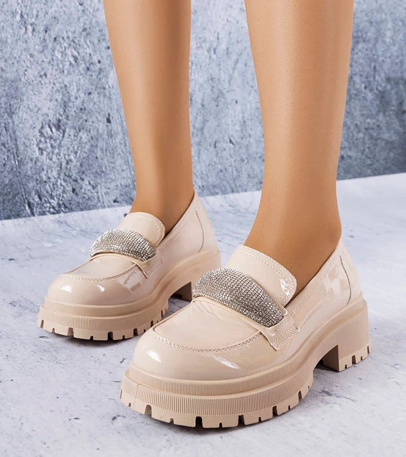 Smėlio spalvos lakuoti bateliai su cirkoniais Mouss