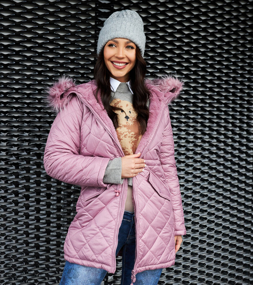 Rožinė dvipusė įliemenuota striukė Spontin