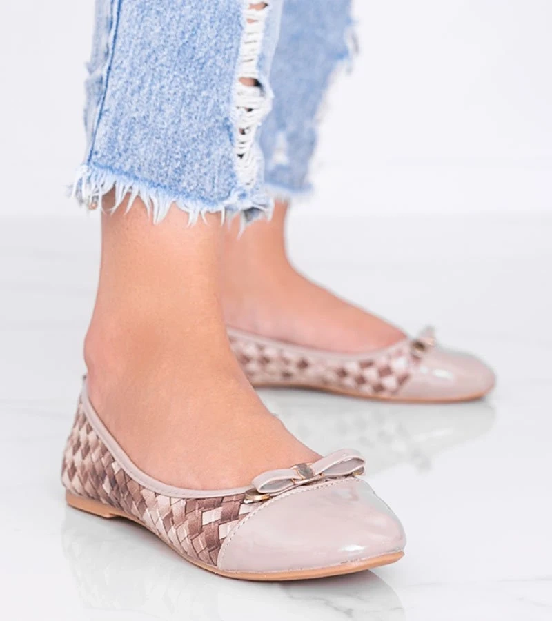 Smėlio spalvos balerinos su pintu raštu Broadway