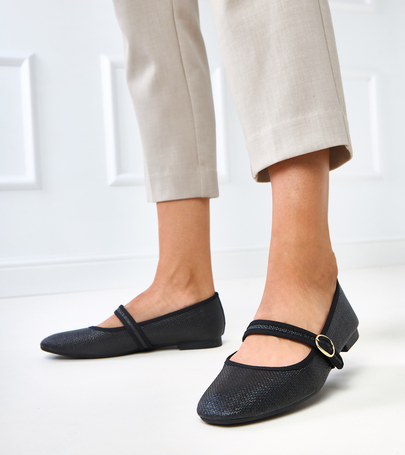 Juodi pinti balerinai su sagtimi Nonana