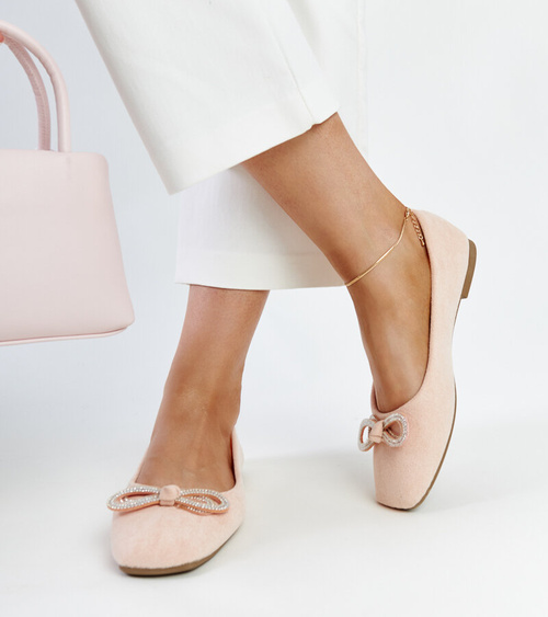 Šviesiai rožiniai balerinai su kaspinu Gaillou