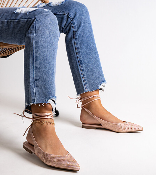 Rišamos rožinės balerinos su cirkoniais Safine