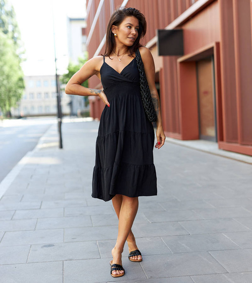 Juoda klostuota suknelė Fiorentini