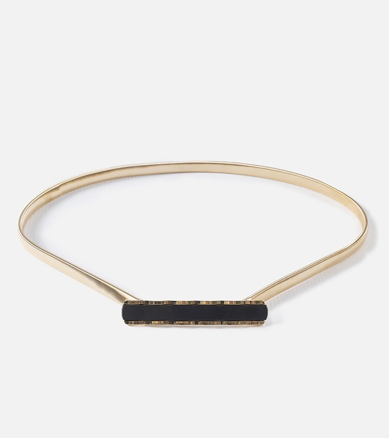 Auksinė elastinga juostelė su juoda sagtimi Morig