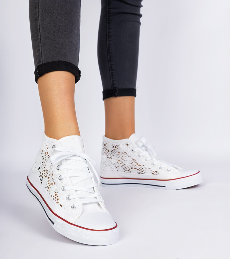 Balti ažūriniai moteriški sportbačiai Lesli