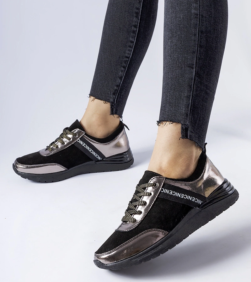 Juodai pilki odiniai sportbačiai Castelfidardo